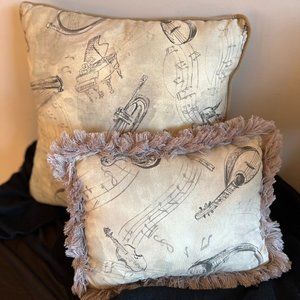 Set of two music theme accent pillows